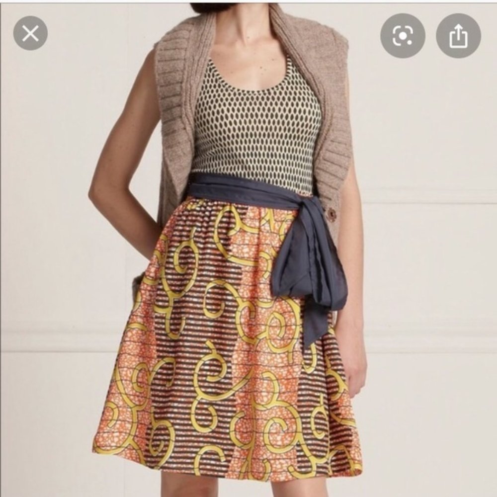 Anthropologie S Silk African Print Sundress Black - Picture 8 of 10